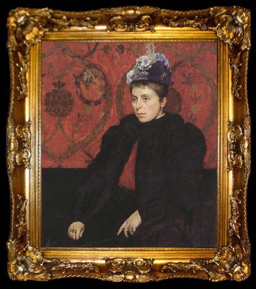 framed  Sir james dromgole linton,P.R.I. Portrait of Mrs Minie Sidney,aged 39 (mk37), ta009-2